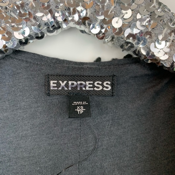 Express Gold Sequin Sweater Coat - Picture 4 of 5